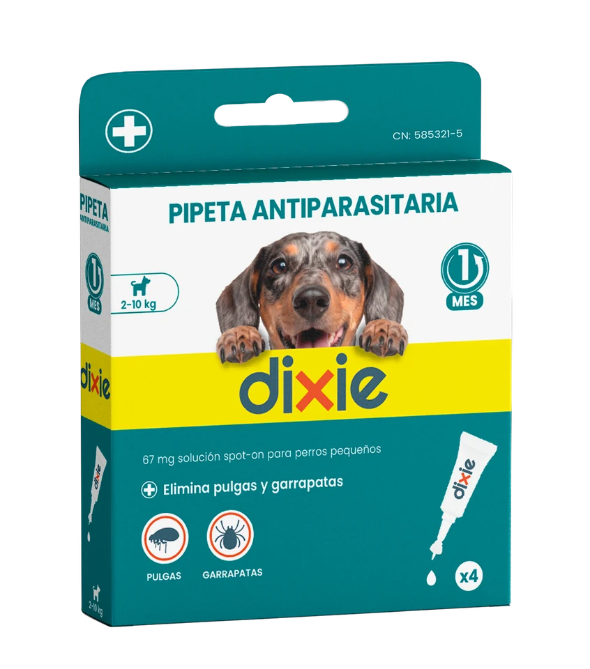 Estuche de pipetas antiparasitarias Dixie con fipronilo para perros de 2 a 10 kg