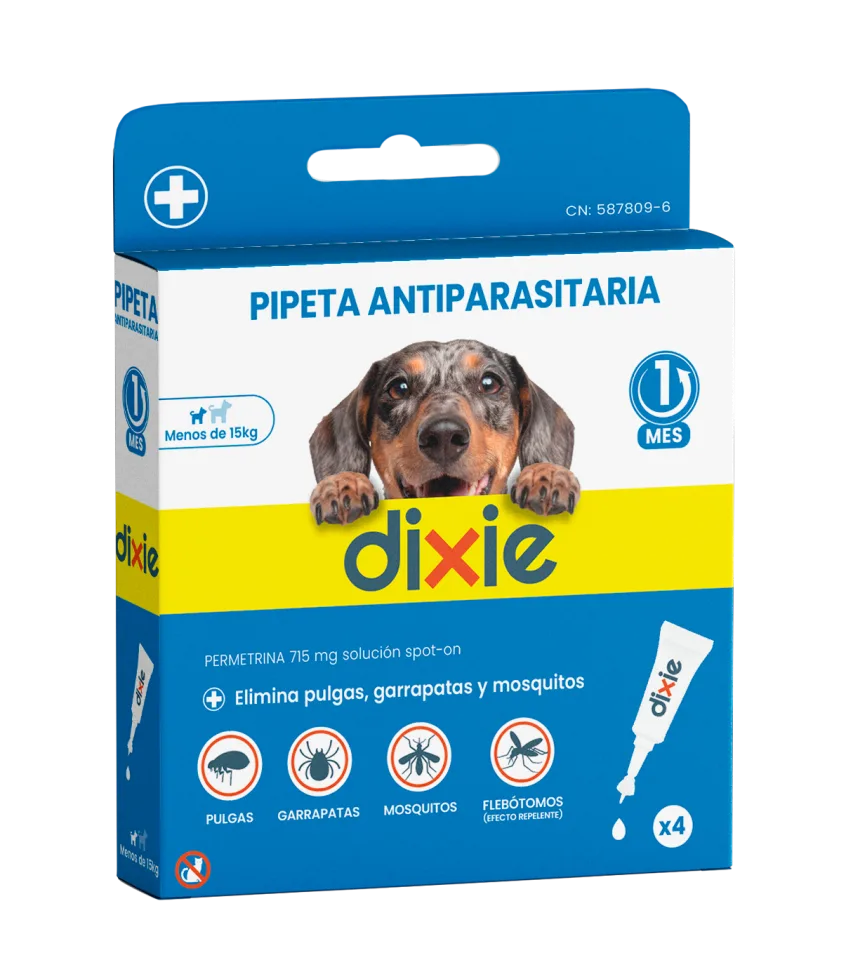 Estuche de 4 pipetas antiparasitarias Dixie con permetrina 715 mg