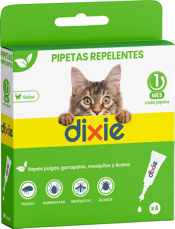 Pipetas repelentes para gatos Dixie, estuche de 4 pipetas